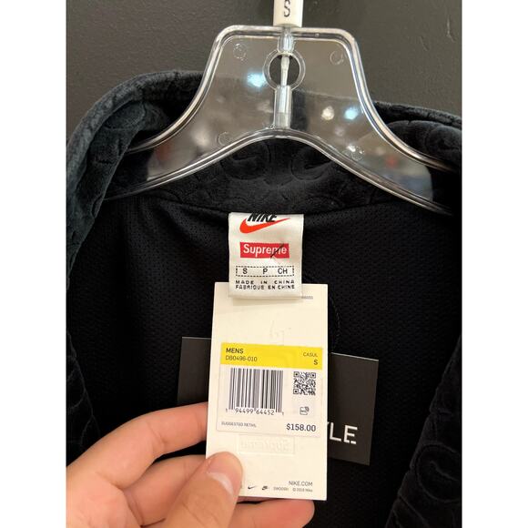 Supreme x Nike Velour All Over Swoosh Full Zip Track Jacket Black Velvet SS21 - Picture 4 of 7
